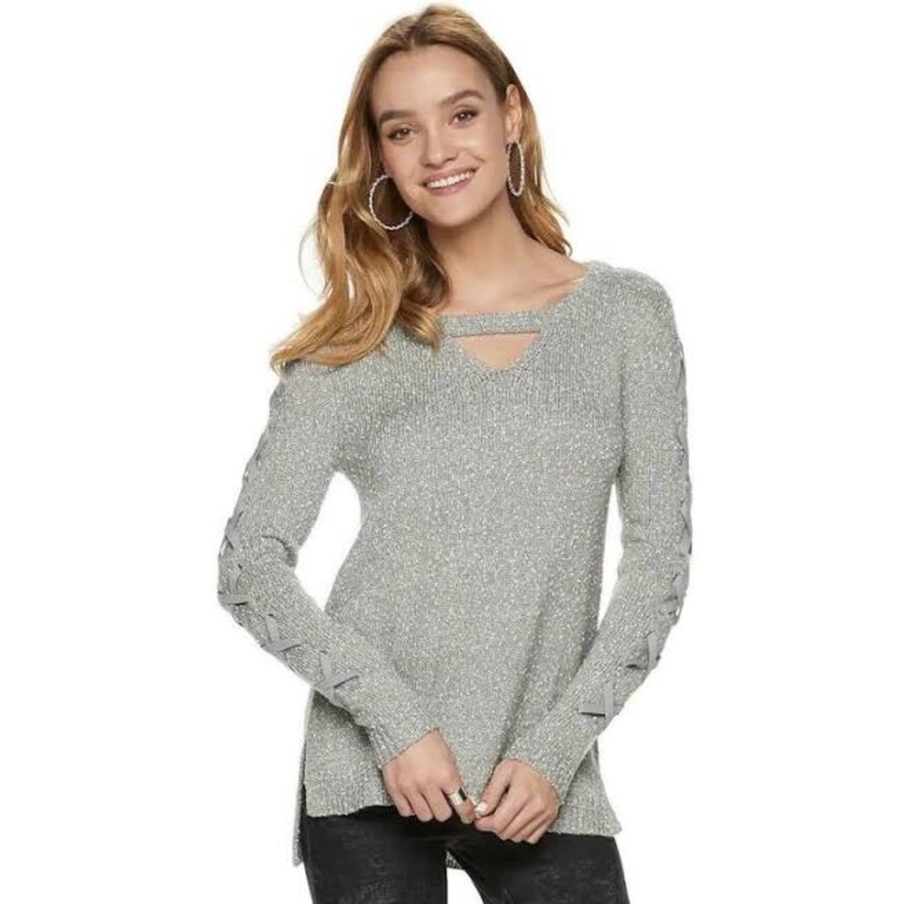 Rock and Republic Gray Ribbon Sweater Size M